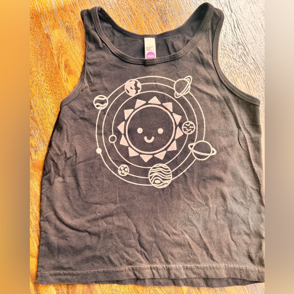 Mochi Kids Black Tank Top with Planets Design